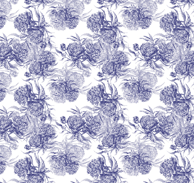 Stoffen rolgordijn in de kleur blauw met bloemmotief
