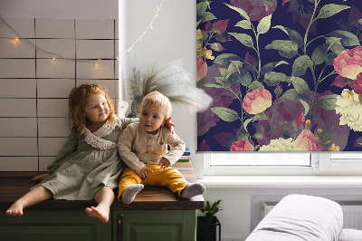 Rolgordijn voor raam met bloemenprint