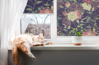 Rolgordijn voor raam met bloemenprint