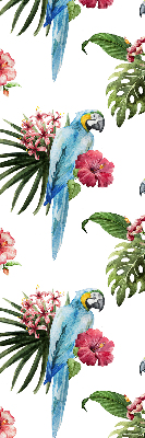 Stoffen rolgordijn met papegaai op bloemen