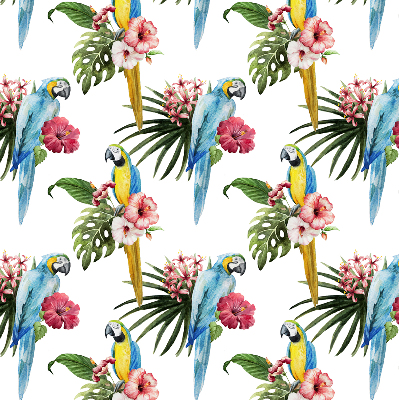Stoffen rolgordijn met papegaai op bloemen