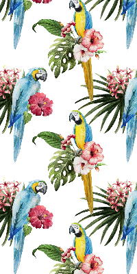 Stoffen rolgordijn met papegaai op bloemen