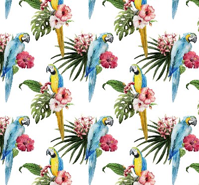 Stoffen rolgordijn met papegaai op bloemen
