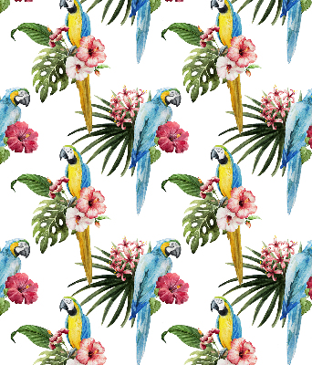 Stoffen rolgordijn met papegaai op bloemen