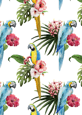 Stoffen rolgordijn met papegaai op bloemen
