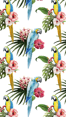Stoffen rolgordijn met papegaai op bloemen