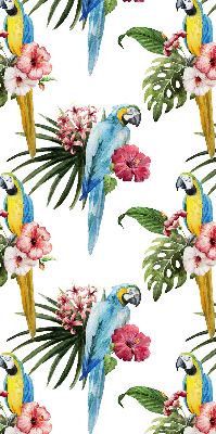 Stoffen rolgordijn met papegaai op bloemen