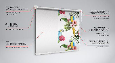Stoffen rolgordijn met papegaai op bloemen