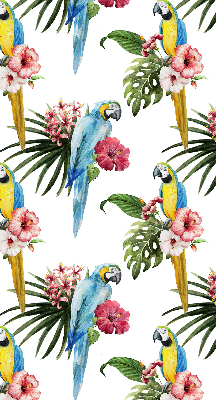 Stoffen rolgordijn met papegaai op bloemen