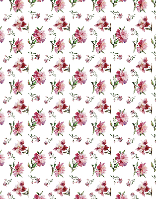 Rolgordijn voor balkondeur met roze bloemenprint
