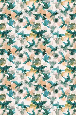 Binnenrolgordijn voor raam met vogels en kleurrijke vlekken