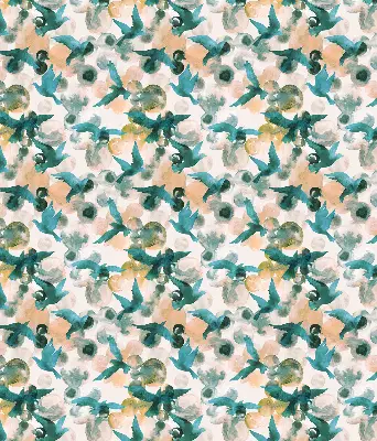 Binnenrolgordijn voor raam met vogels en kleurrijke vlekken