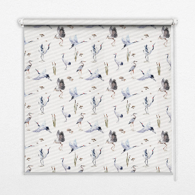 Stoffen rolgordijn met print van reigers