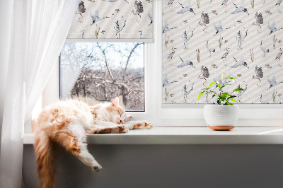 Stoffen rolgordijn met print van reigers