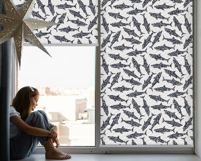 Stoffen rolgordijn met haaienprint