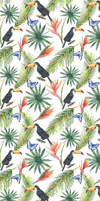 Rolgordijn voor raam met toekans op bloemen