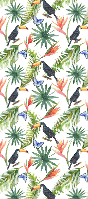 Rolgordijn voor raam met toekans op bloemen