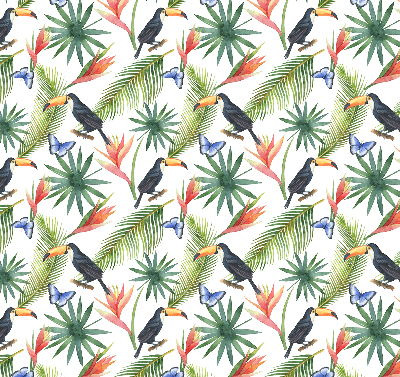 Rolgordijn voor raam met toekans op bloemen