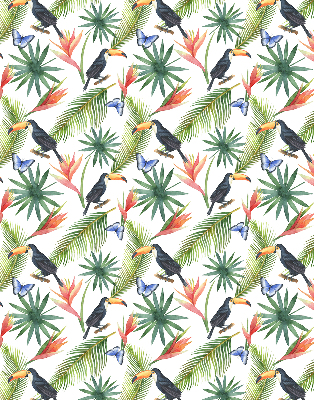 Rolgordijn voor raam met toekans op bloemen