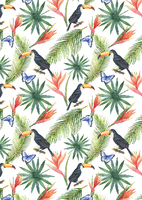 Rolgordijn voor raam met toekans op bloemen