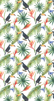 Rolgordijn voor raam met toekans op bloemen