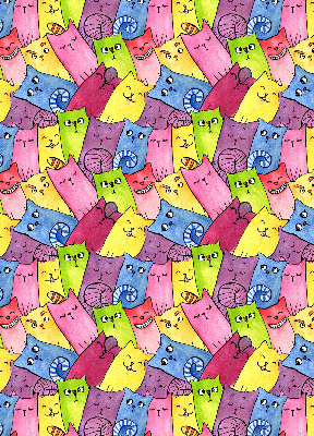 Binnengordijn met kleurrijke katten