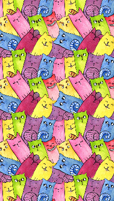 Binnengordijn met kleurrijke katten