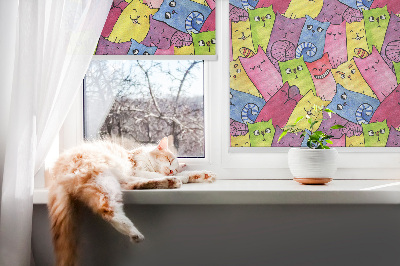 Binnengordijn met kleurrijke katten