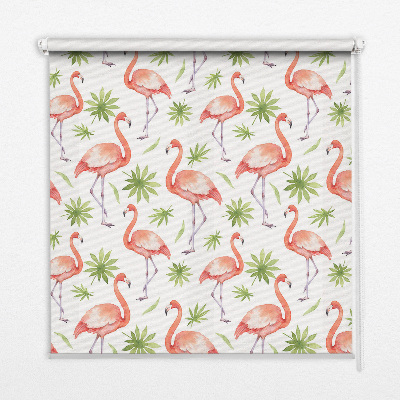 Stoffen rolgordijn met flamingo's en bladeren
