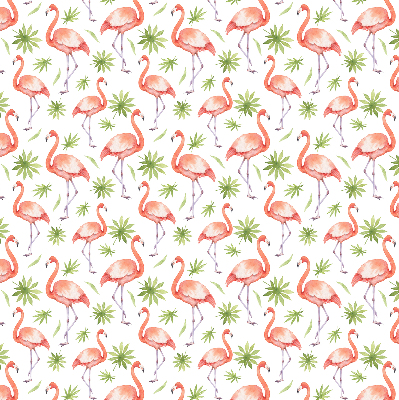 Stoffen rolgordijn met flamingo's en bladeren