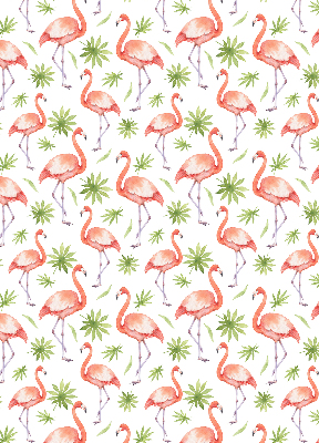 Stoffen rolgordijn met flamingo's en bladeren