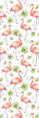 Stoffen rolgordijn met flamingo's en bladeren