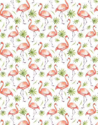 Stoffen rolgordijn met flamingo's en bladeren