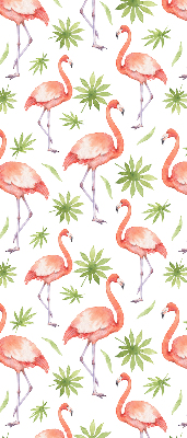 Stoffen rolgordijn met flamingo's en bladeren
