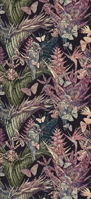 Binnengordijn met exotische planten en vogels