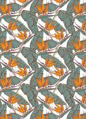 Rolgordijn voor balkondeur met bloemen- en bladerenmotief