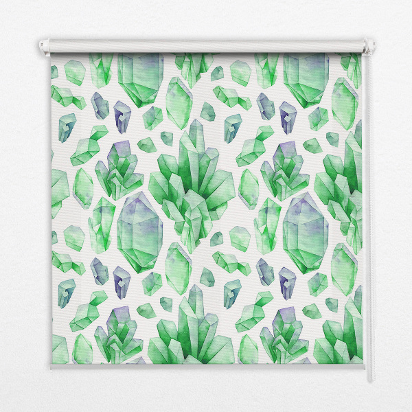 Stoffen rolgordijn met groene kristallen