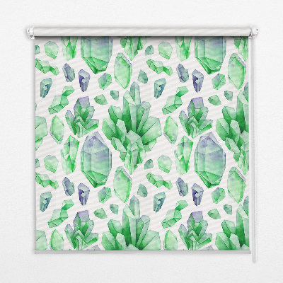 Stoffen rolgordijn met groene kristallen