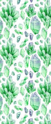 Stoffen rolgordijn met groene kristallen