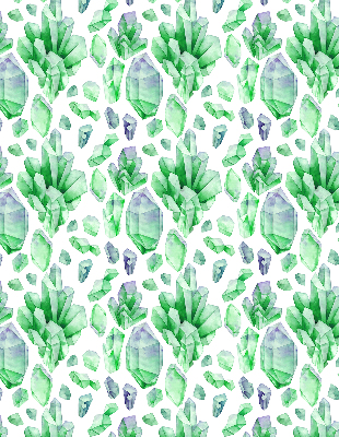 Stoffen rolgordijn met groene kristallen