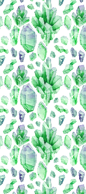 Stoffen rolgordijn met groene kristallen