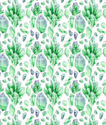 Stoffen rolgordijn met groene kristallen