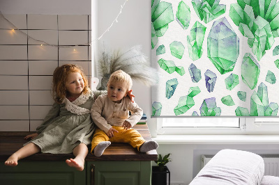 Stoffen rolgordijn met groene kristallen