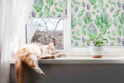 Stoffen rolgordijn met groene kristallen