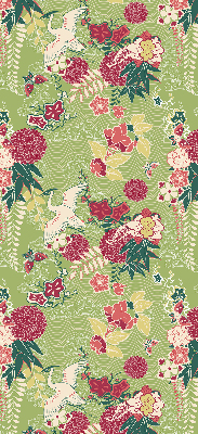 Binnenrolgordijn voor raam met reiger- en plantenprint