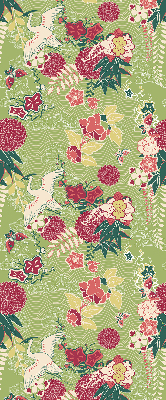 Binnenrolgordijn voor raam met reiger- en plantenprint
