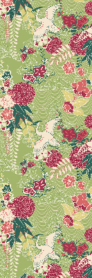 Binnenrolgordijn voor raam met reiger- en plantenprint