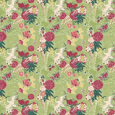 Binnenrolgordijn voor raam met reiger- en plantenprint