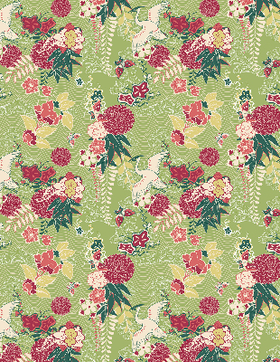 Binnenrolgordijn voor raam met reiger- en plantenprint