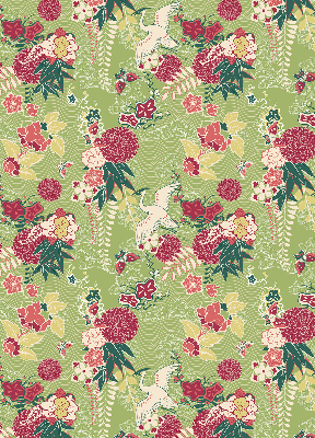 Binnenrolgordijn voor raam met reiger- en plantenprint